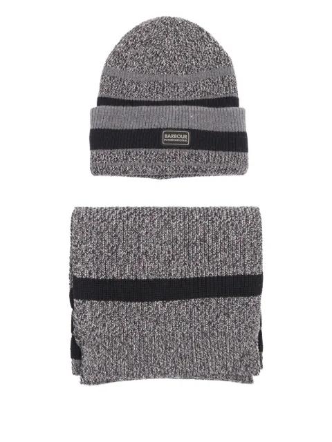 Boston striped beanie scarf set by BARBOUR