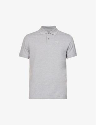 Brand-embroidered ribbed-trim regular-fit cotton-piqué polo shirt by BARBOUR