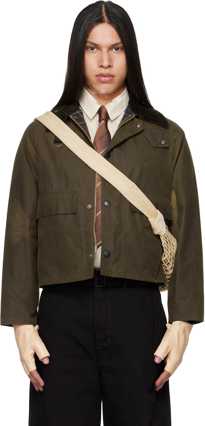 Brown Spey Slim Waxed Jacket by BARBOUR