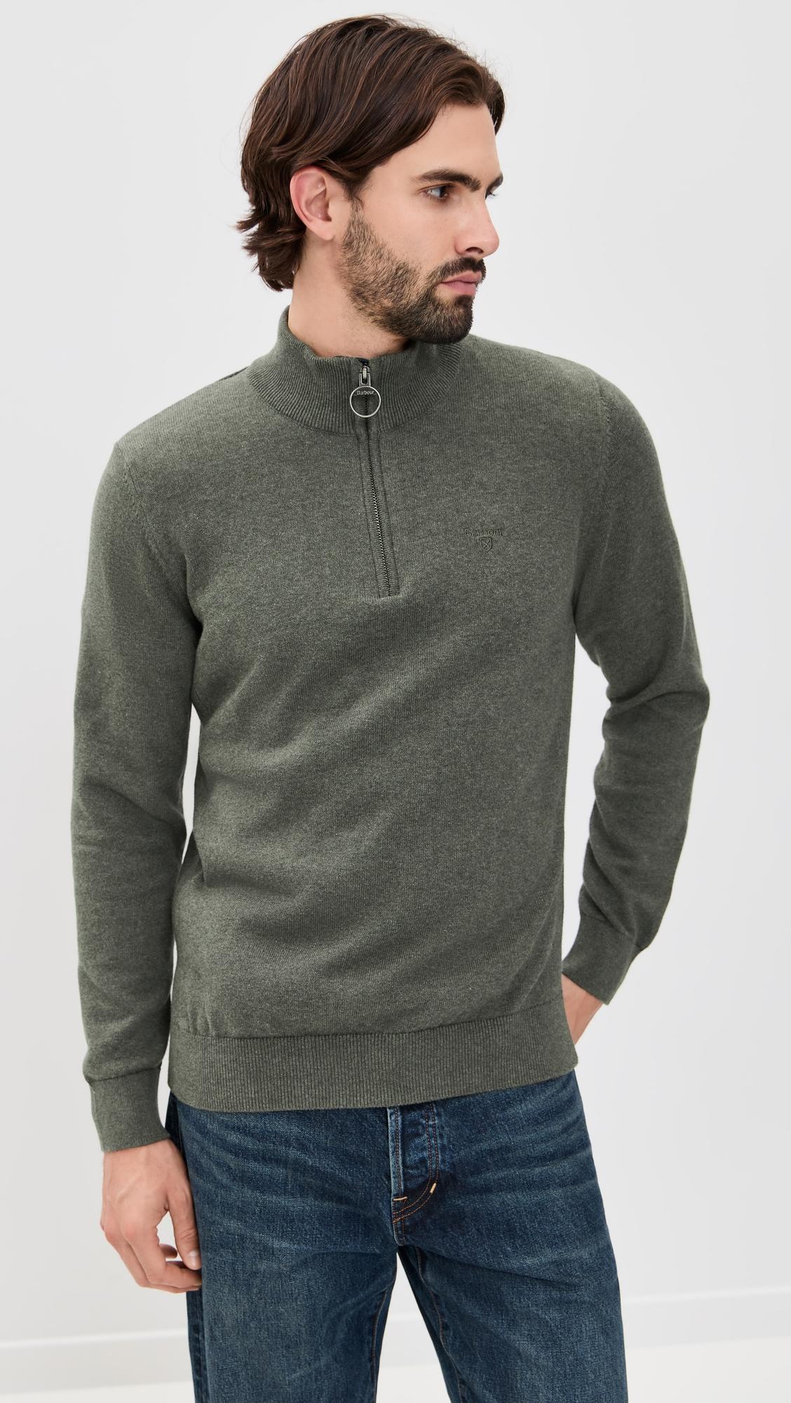 Cotton Half Zip Knitted Sweater by BARBOUR