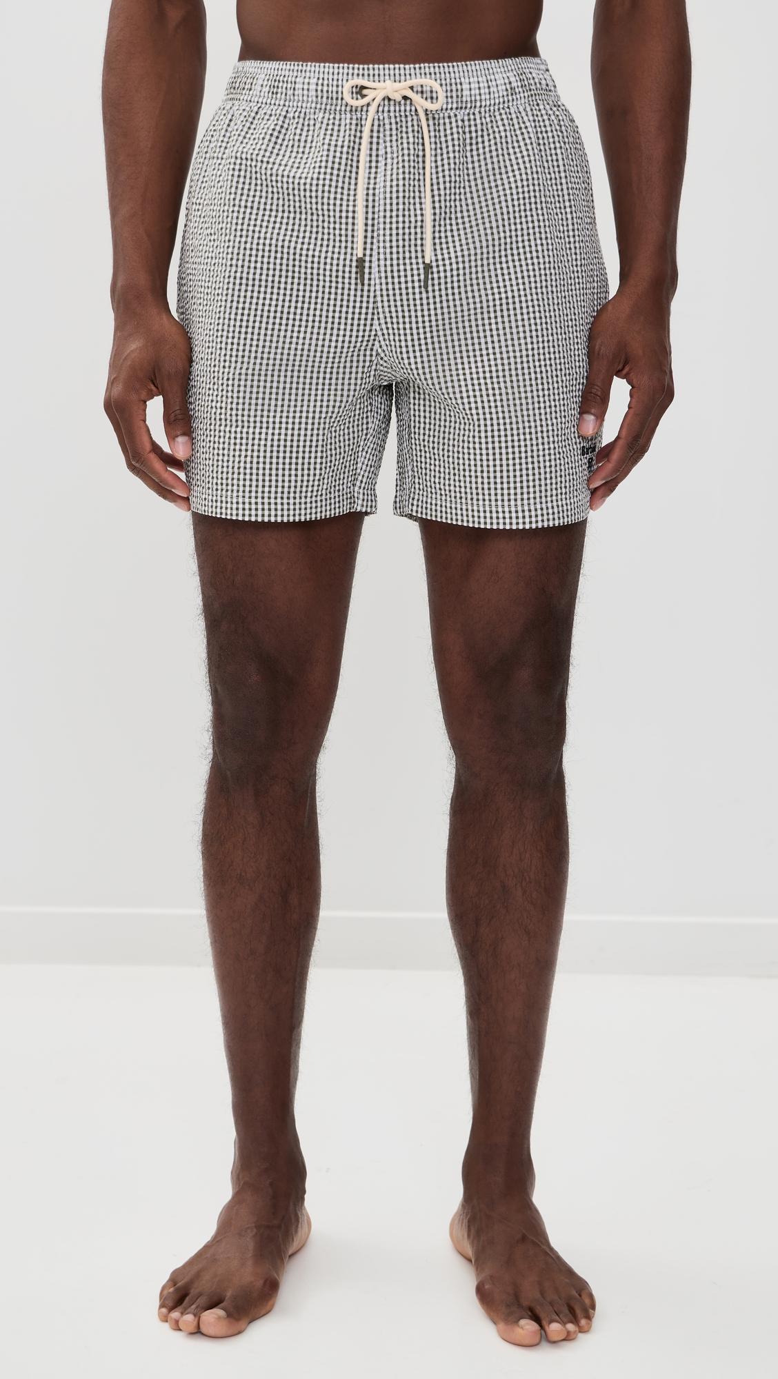Gingham Seersucker Swim Shorts 5" by BARBOUR