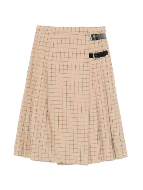 Hollington buckle-fastening Tattersall midi skirt by BARBOUR