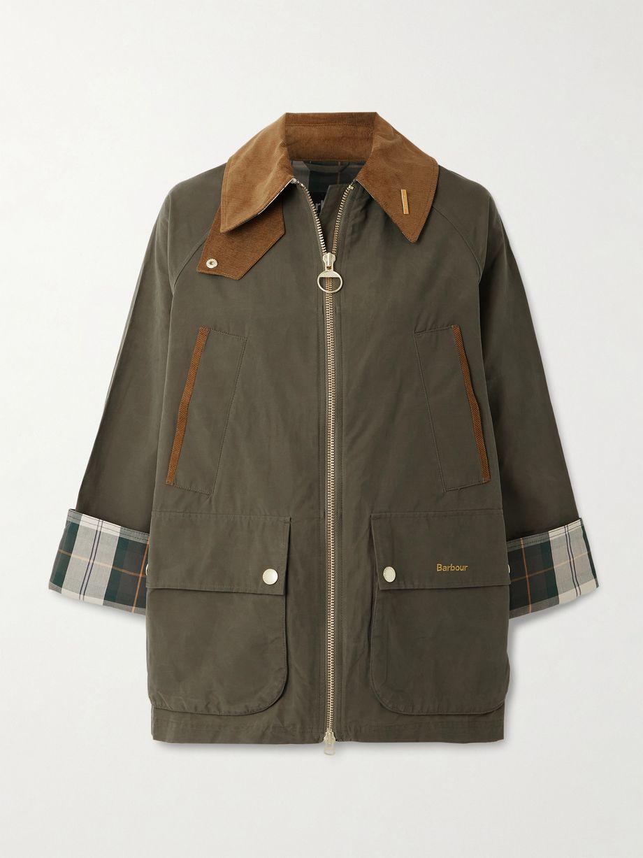Icons Bedale corduroy-trimmed waxed cotton-blend jacket by BARBOUR