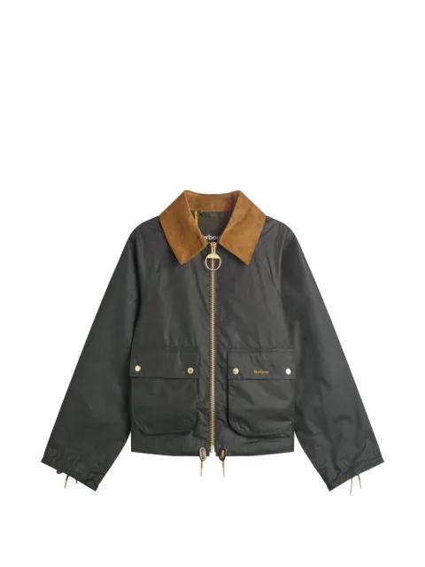Marron Waxed zipped jacket by BARBOUR