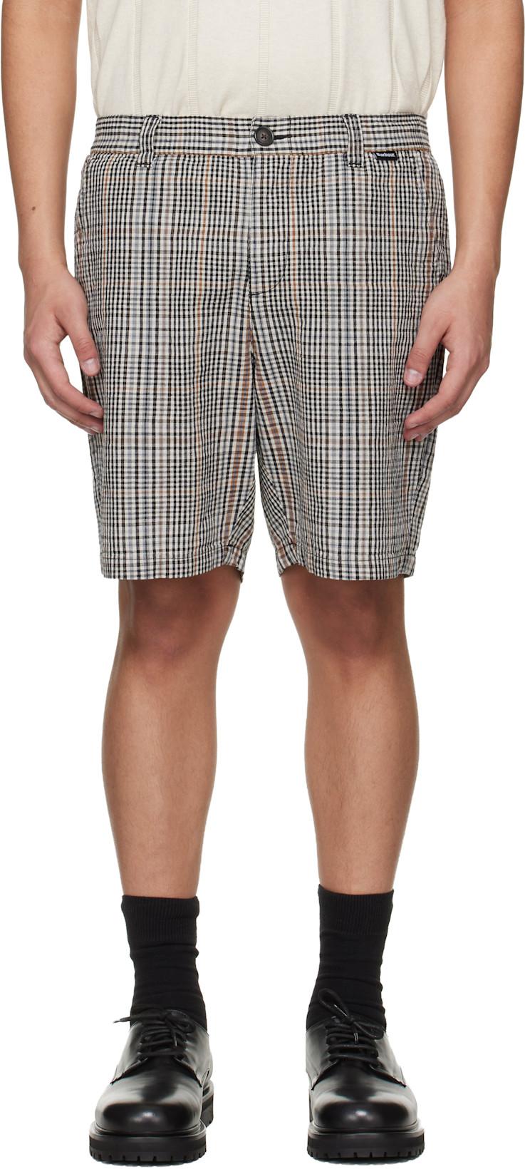 Off-White & Black Fife Checked Shorts by BARBOUR