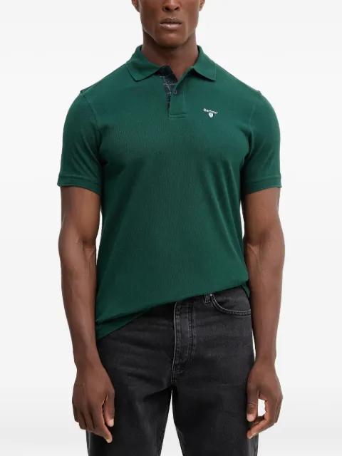 Tartan Pique checked-trim polo shirt by BARBOUR