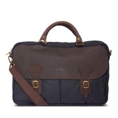 Waxed Cotton & Leather Briefcase by BARBOUR