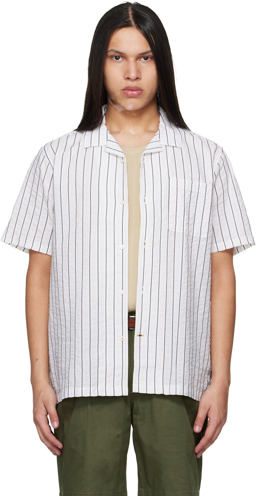 White Park Seersucker Striped Short-Sleeved Shirt by BARBOUR