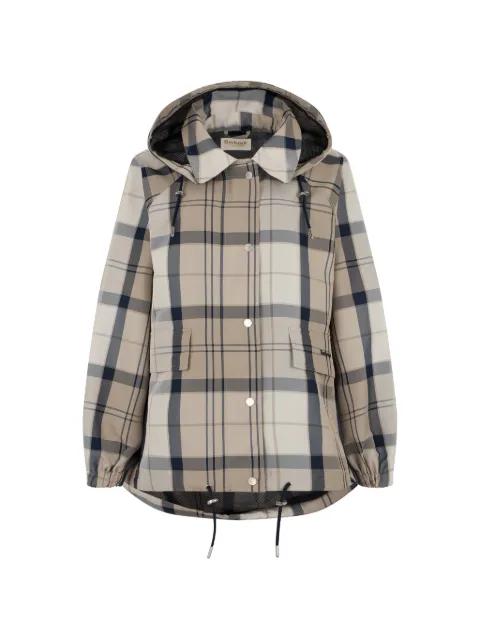 check-pattern hoodied coat by BARBOUR