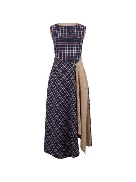 checked-pattern asymmetrical dress by BARBOUR
