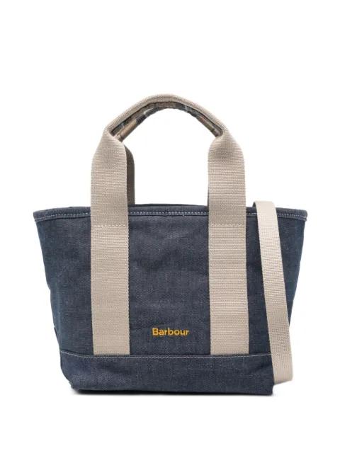 mini Mya tartan-detail denim tote bag by BARBOUR