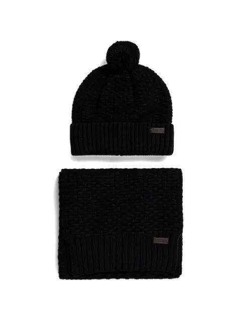 pom-pom chunky-knit beanie hat by BARBOUR