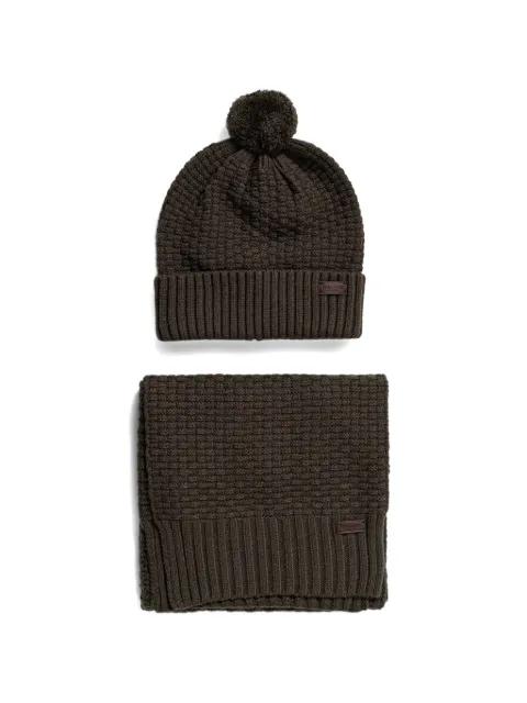 pom-pom waffle-knit beanie hat by BARBOUR