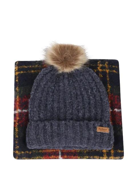 pompom-detail beanie-scarf set by BARBOUR