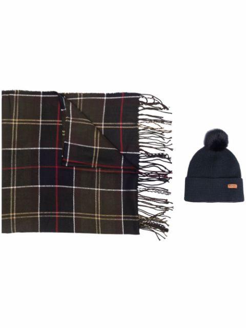 tartan scarf and hat set by BARBOUR