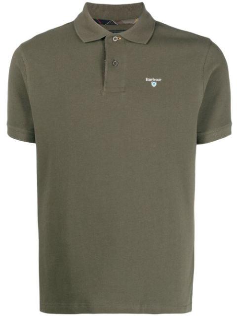 tartan-trim embroidered-logo polo shirt by BARBOUR