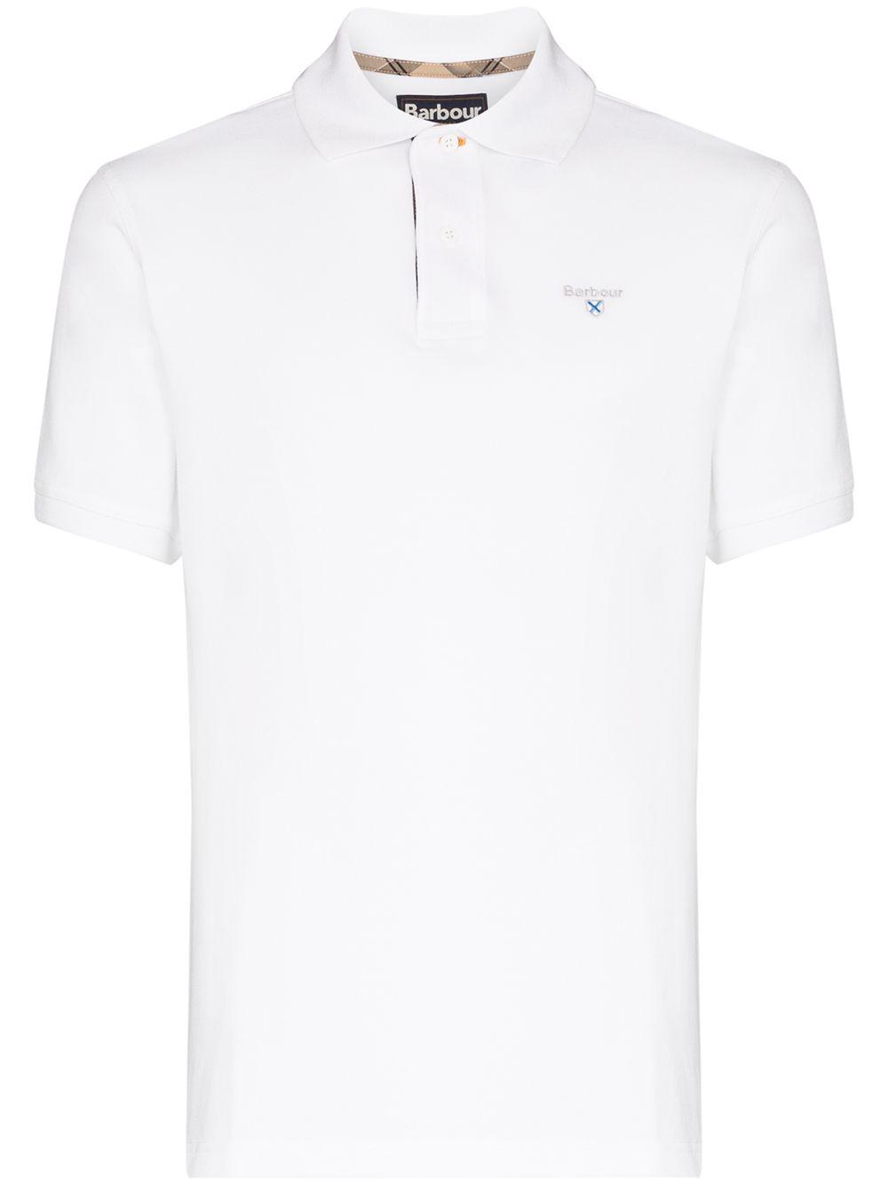 tartan-trim embroidered-logo polo shirt by BARBOUR