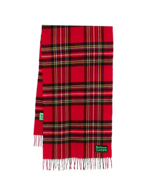 x GANNI check fringed scarf by BARBOUR