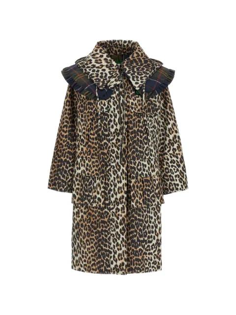 x Ganni animal print ruffled parka by BARBOUR