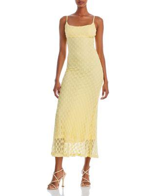 Adoni Yellow Floral Mesh Midi Slip Dress by BARDOT Adoni Yellow Floral Mesh Midi Slip Dress by BARDOT