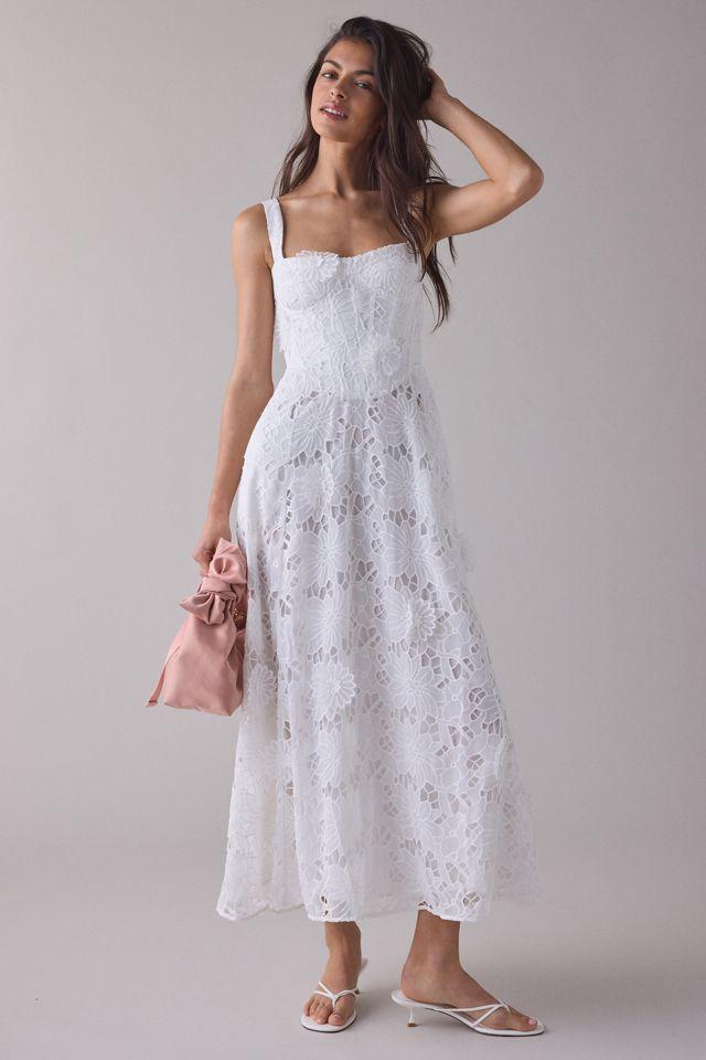 Bardot Adaline Floral Applique Broderie Corset Maxi Dress by BARDOT