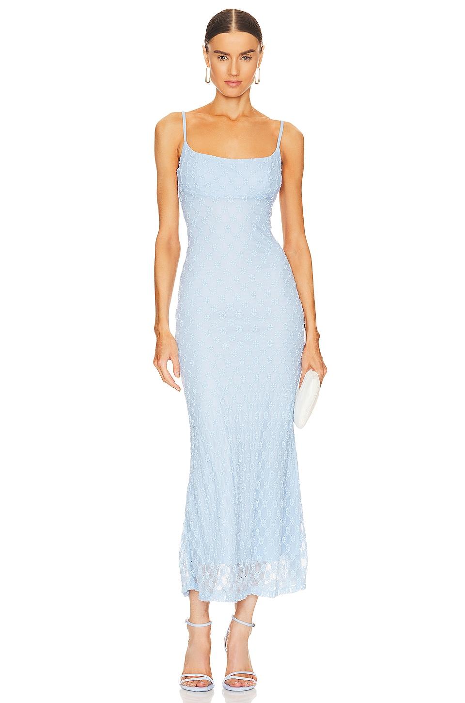 Bardot Adoni Mesh Midi Dress in Baby Blue by BARDOT