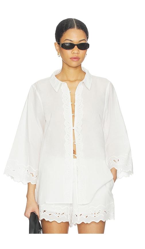 Bardot Aleria Cotton Shirt With Trim in White by BARDOT