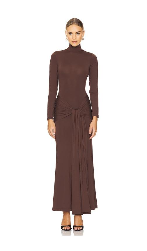 Bardot Alix Maxi Tie Front Dress in Chocolate by BARDOT