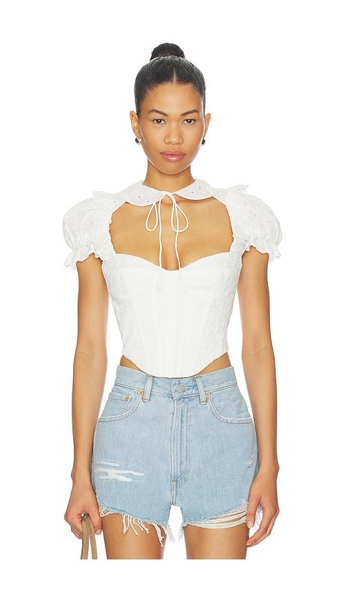 Bardot Allington Broderie Corset Top in White by BARDOT