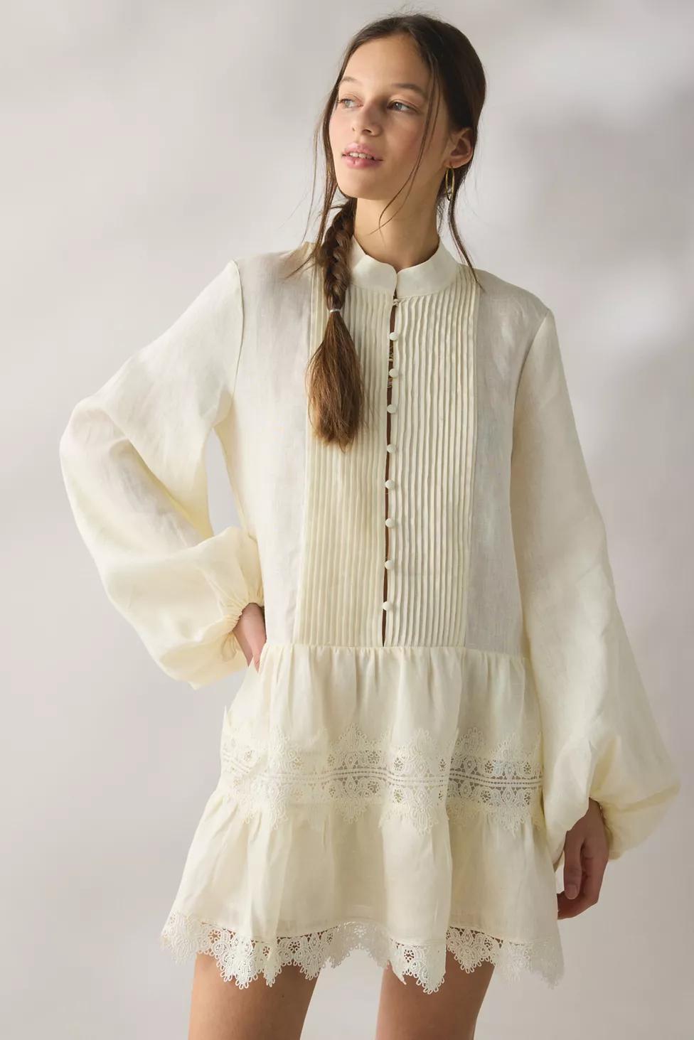 Bardot Antonia Lace Trim Trapeze Shirt Dress by BARDOT