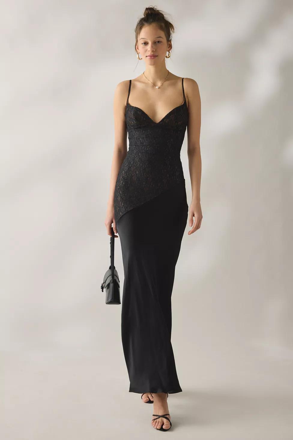 Bardot Aralia Spliced Lace + Satin Maxi Dress by BARDOT