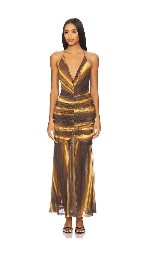 Bardot Aries Mesh Maxi Dress in Brown by BARDOT
