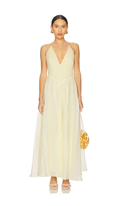 Bardot Arletha Halter Maxi Dress in Lemon by BARDOT