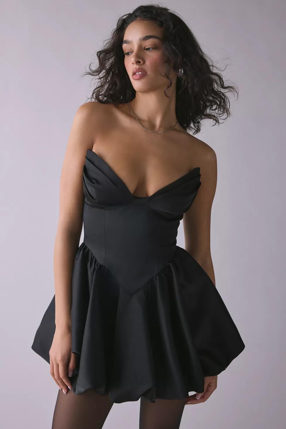 Bardot Avella Strapless Corset Bubble Hem Mini Dress by BARDOT