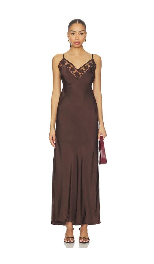 Bardot Bonita Lace Trim Maxi Dress in Chocolate by BARDOT