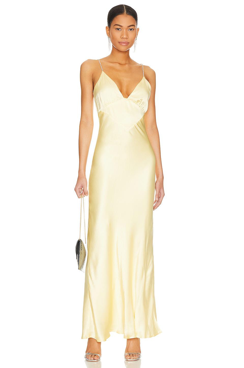 Bardot Capri Diamonte Slip Dress in Yellow by BARDOT
