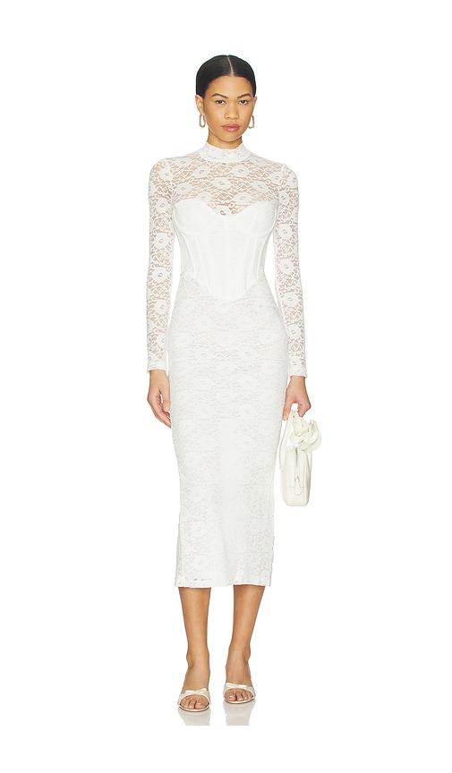 Bardot Carmen Lace Corset Midi Dress in White by BARDOT