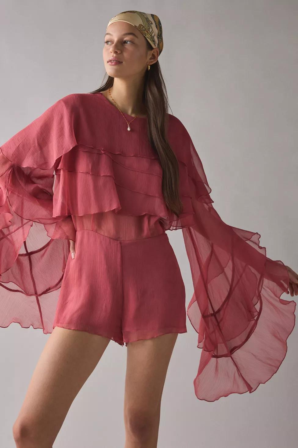 Bardot Carson Ruffle Bell Sleeve Playsuit by BARDOT