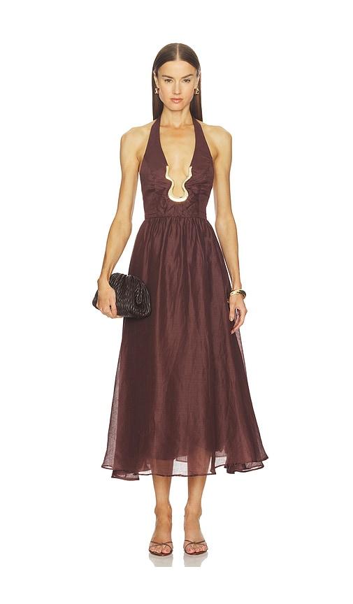 Bardot Cavarly Ramie Halter Dress in Chocolate by BARDOT