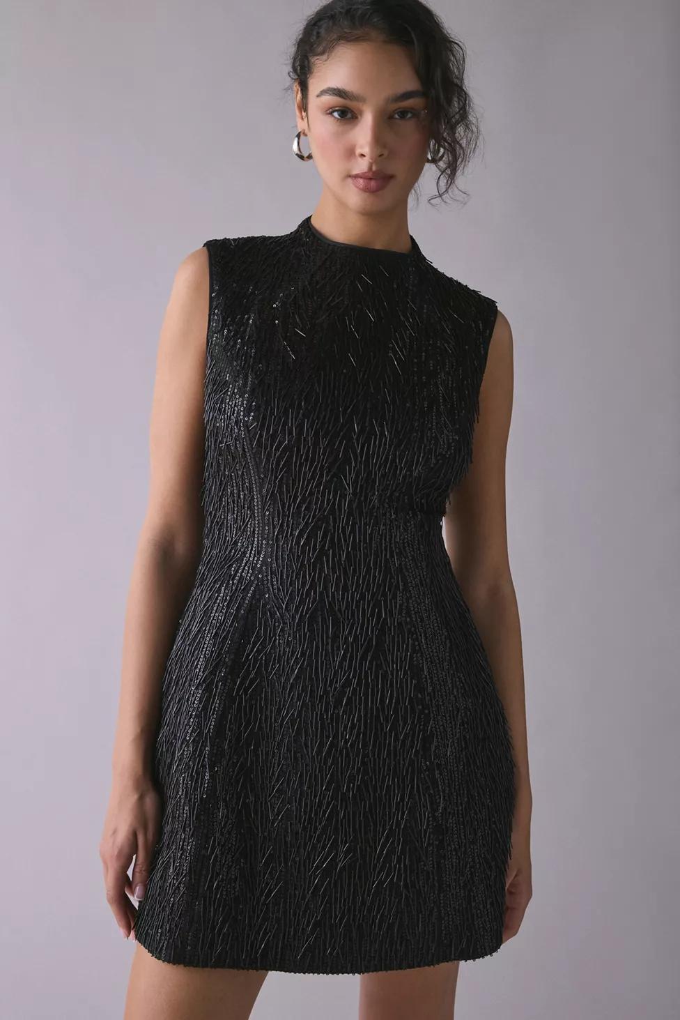 Bardot Christa Hourglass Fringe Beaded Mini Dress by BARDOT