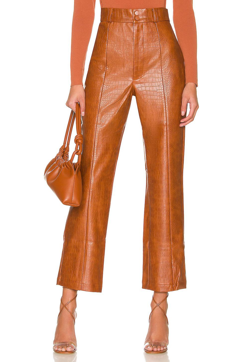 Bardot Croc Faux Leather Pant in Cognac by BARDOT