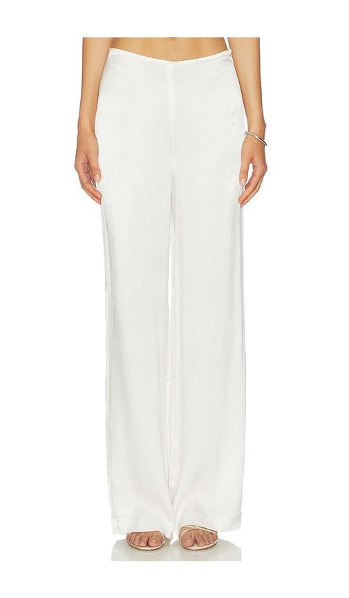 Bardot Devin Mid Rise Satin Pant in White by BARDOT