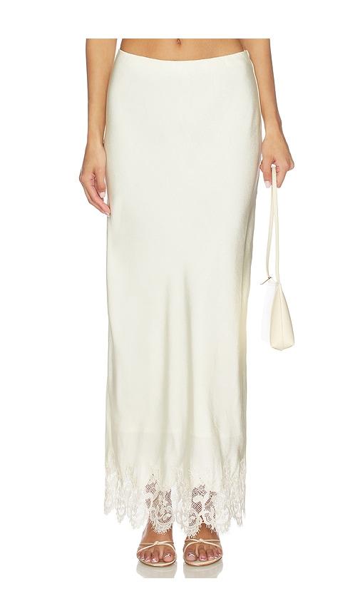 Bardot Elisan Lace Satin Midi Skirt in White by BARDOT