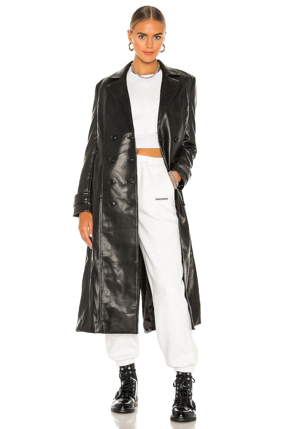 Bardot Faux Leather Trench Coat in Black by BARDOT