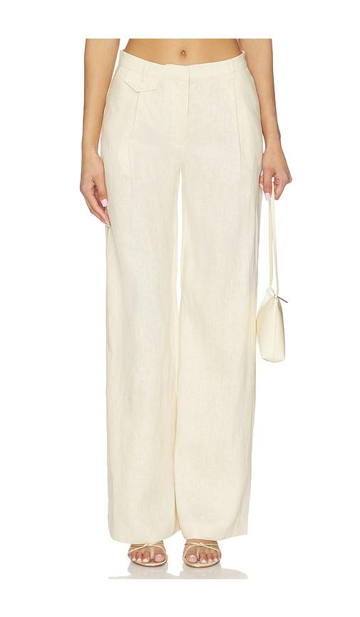 Bardot Geordy Hipster Linen Pant in Cream by BARDOT