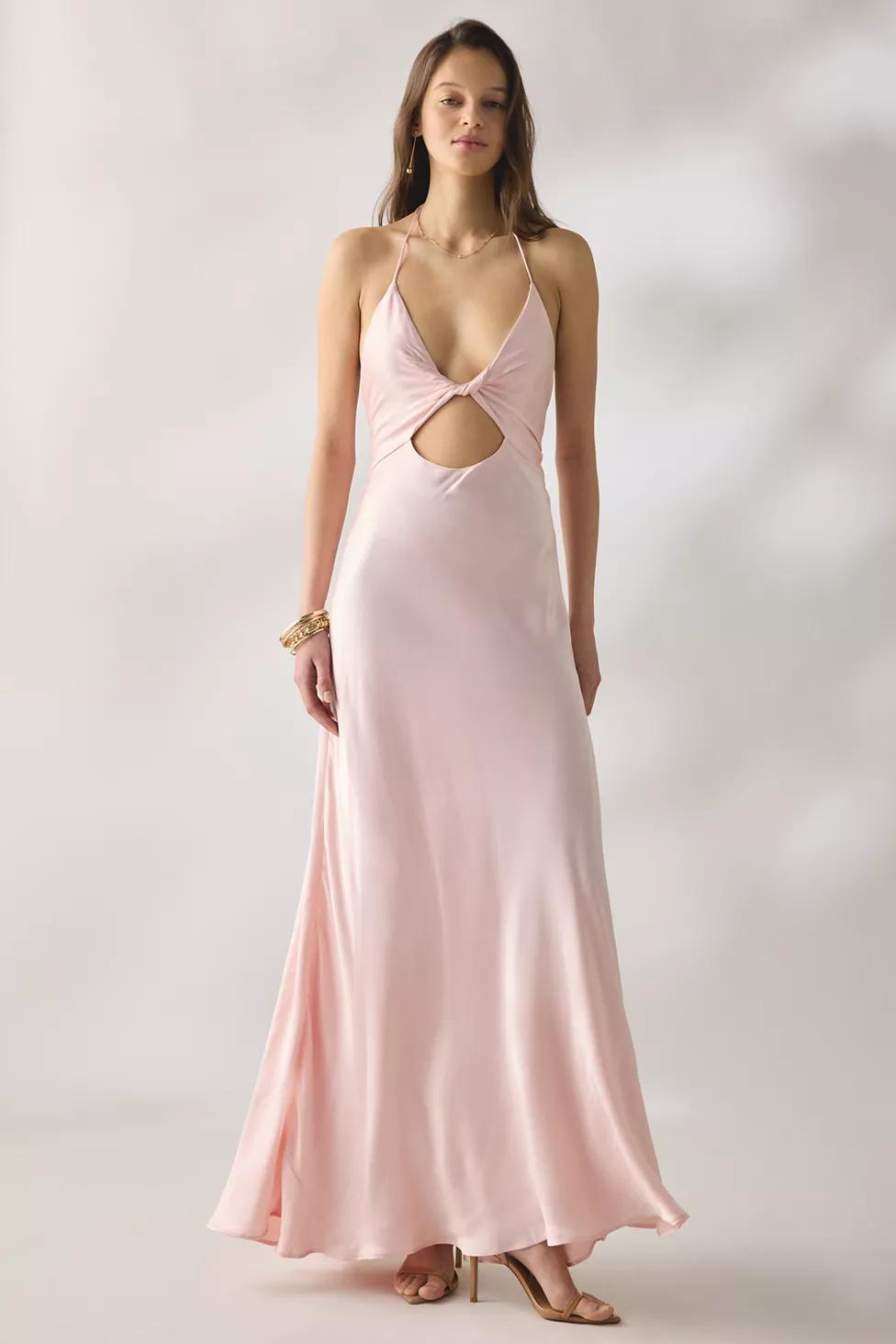 Bardot Isola Halter Neck Keyhole Cutout Satin Maxi Dress by BARDOT