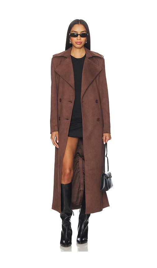 Bardot Kira Faux Suede Trench Coat in Brown by BARDOT