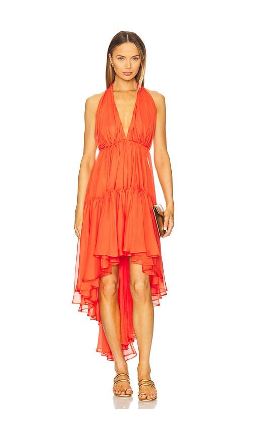 Bardot Leona High Low Ruffle Dress in Orange by BARDOT