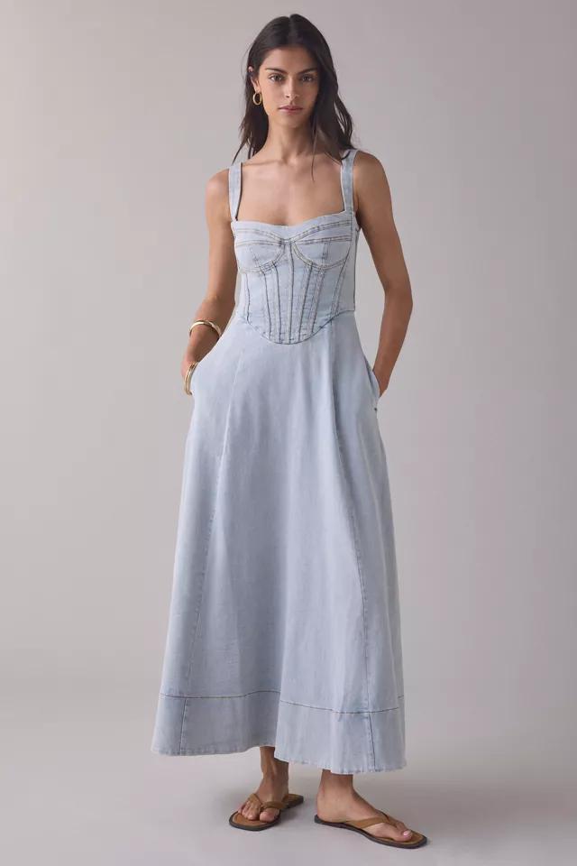 Bardot Lilah Seamed Denim Corset Midi Dress by BARDOT