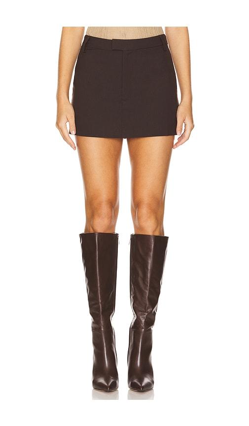 Bardot Maika Mid Rise Mini Skirt in Chocolate by BARDOT